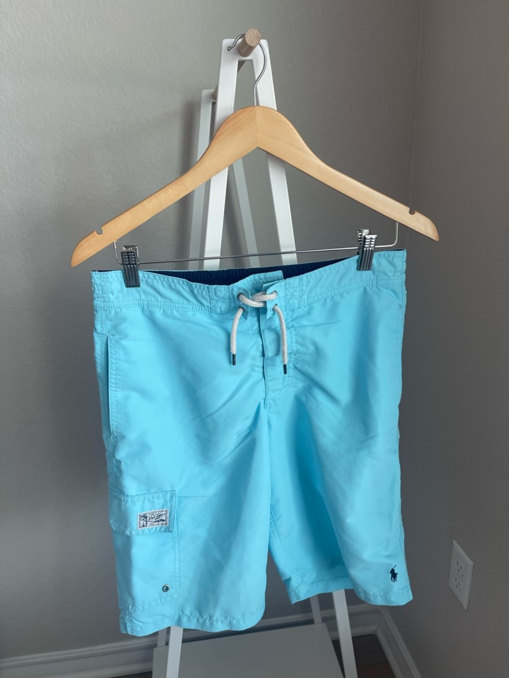 Polo Ralph Lauren Sanibel Swimming big pony Aqua Trunks Sz LARGE 14-16 youth